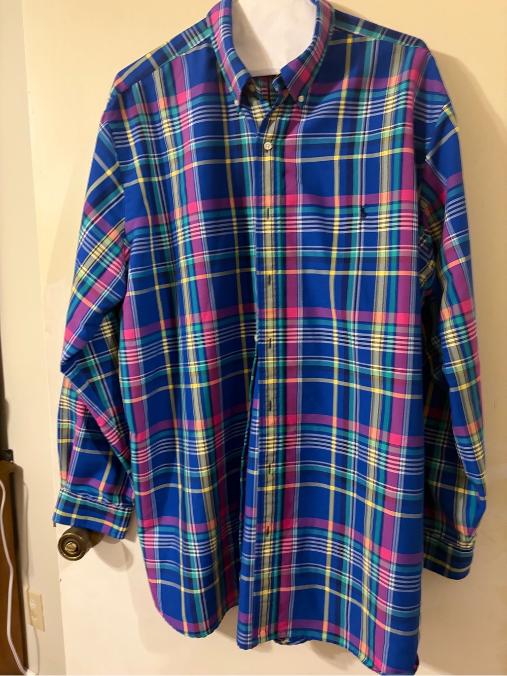 Polo by Ralph Lauren Blue and Pink Plaid Button-Down Shirt